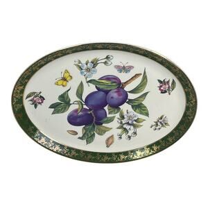 Vintage Weatherby Royal Falcon Plum Flower Butterfly Oval Ceramic Serving Plate